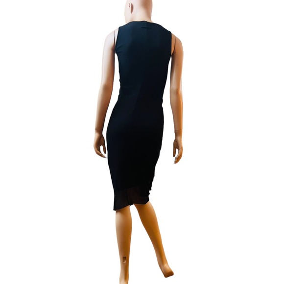 Jean Paul Gaultier Soleil Vintage Black Ruffle Midi Length Sheath Dress Size M - Picture 6 of 14